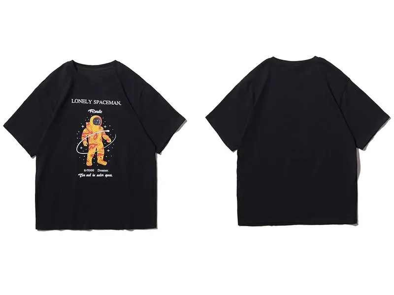 Lonely Spaceman мужские футболки с принтом Harajuku повседневные футболки для повседневной носки мужские модные хип хоп с коротким рукавом