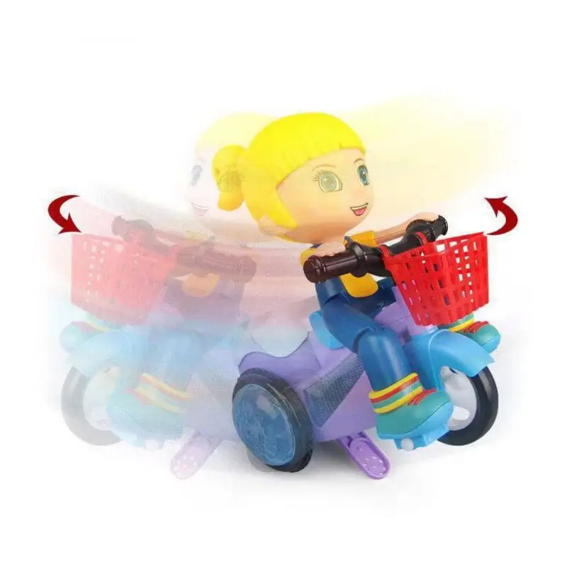Электрический трехколесный велосипед игрушки 360 градусов вращающийся трюк велосипед Музыкальный светильник детская игрушка Новинка