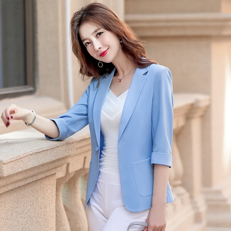 

Versatile Korean-style Slim Fit Slimming Spring And Summer 2019 Small Suit Stripes Women's New Style Short Three-quarter-length