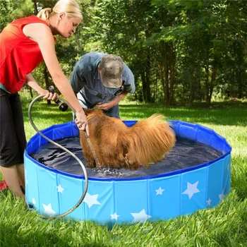 

Pet Swimming Pool PVC Foldable Dog Cat Bathing Tub Cartoon Printed Bathtub Round Swim Pools for Dogs Cats Kid Summer Supplies