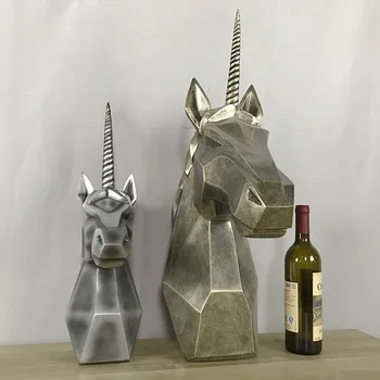

Creative Wall Hanger Craft 3D Stereo Resin Geometric Polygon Unicorn Porch Wall Hanging Ornaments Murals Decoration Gifts