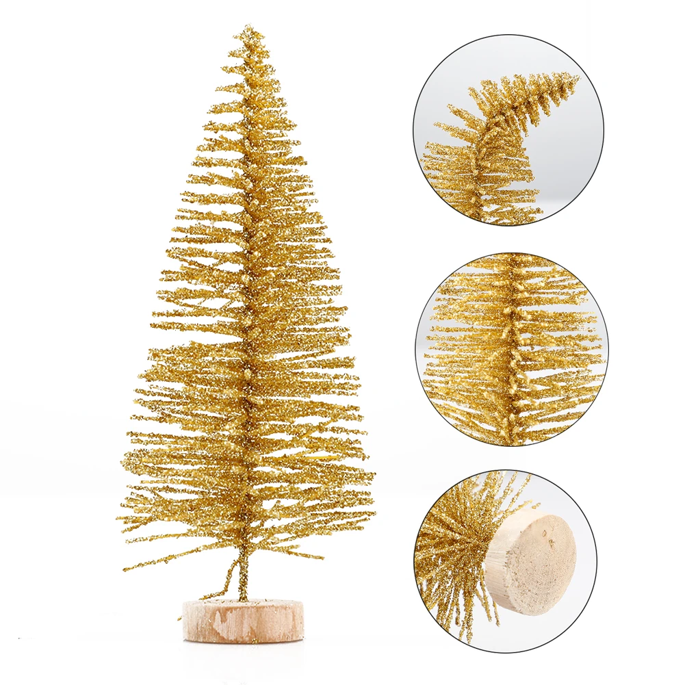 

57 Pcs Mini Multicolor Pine Trees Frosted Sisal Trees with Wood Base Plastic Winter Snow Ornaments Tabletop Trees Decoration