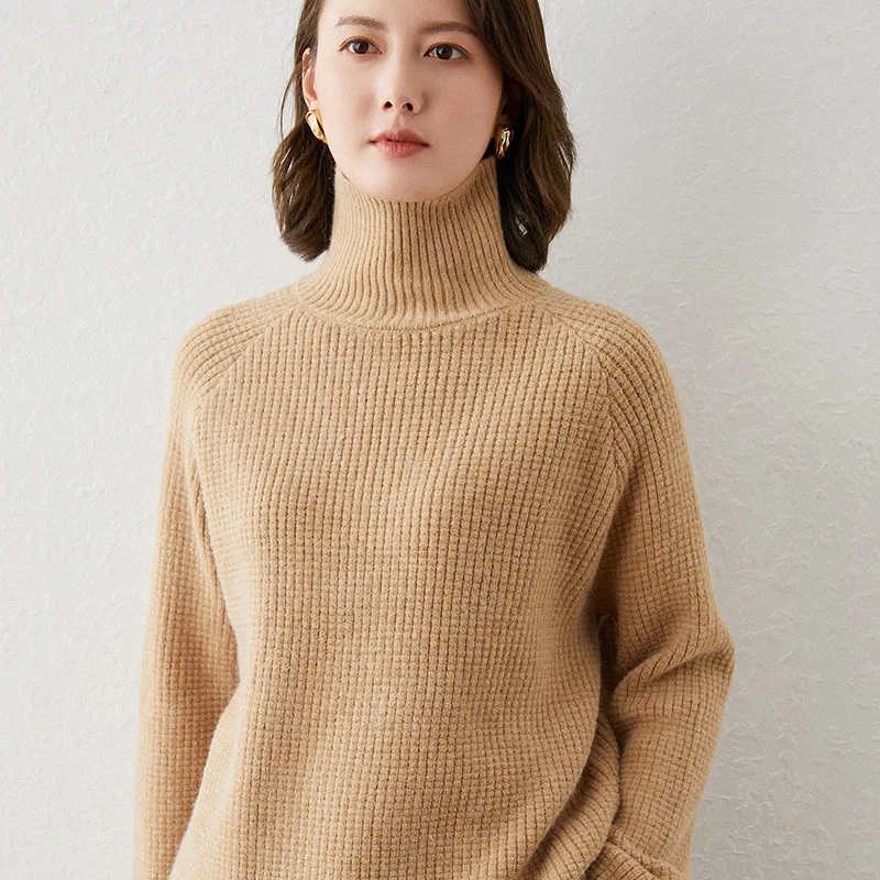 2021 autumn plus size knit pullover winter women's sweater turtleneck pullovers women thick loose lazy corn needle cable jumpers | Женская