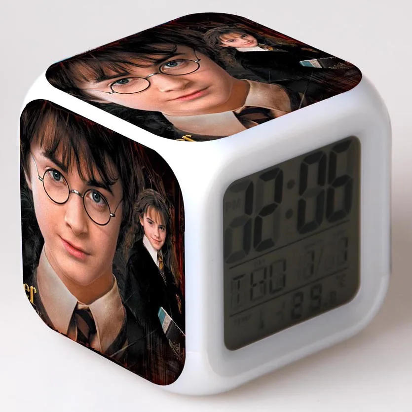 k Harri Potter Гермиона Аниме Фигурки игрушки будильник студенческий стол светодиодный цифровой Цвет Изменение Часы Ночник светильник термометр подарок - Цвет: k