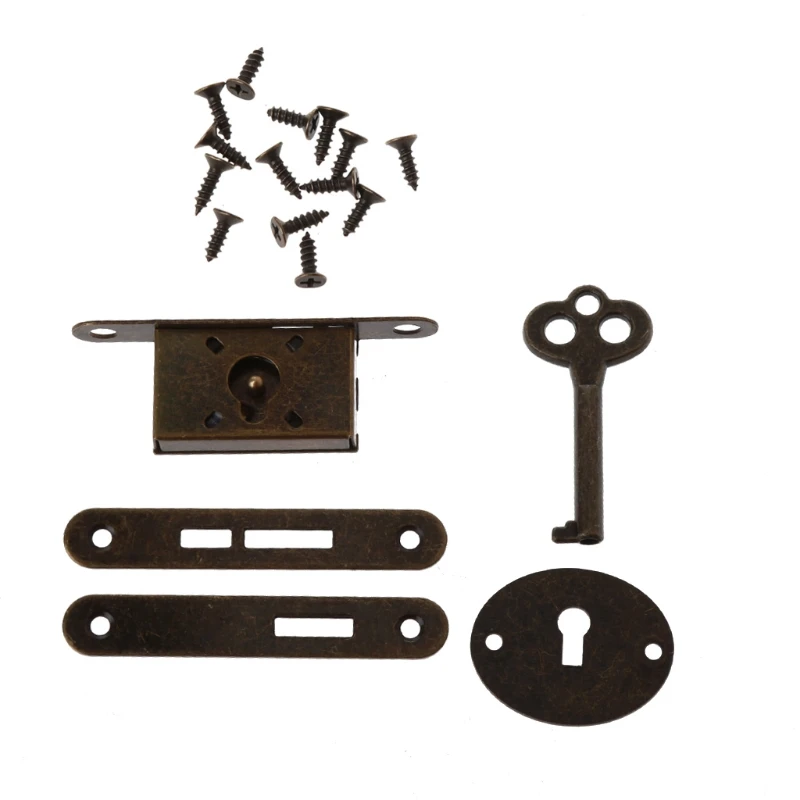Bronze Mini Antique Locks Full Mortise Small Box Decorative Jewelry Box Cabinet Replacement
