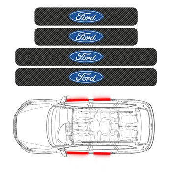 

Car Emblem 4PCS Carbon Fiber Car Door Sill Scuff Protector Stickers for ford focus 2 3 4 mondeo fiesta ecosport kuga Fusion
