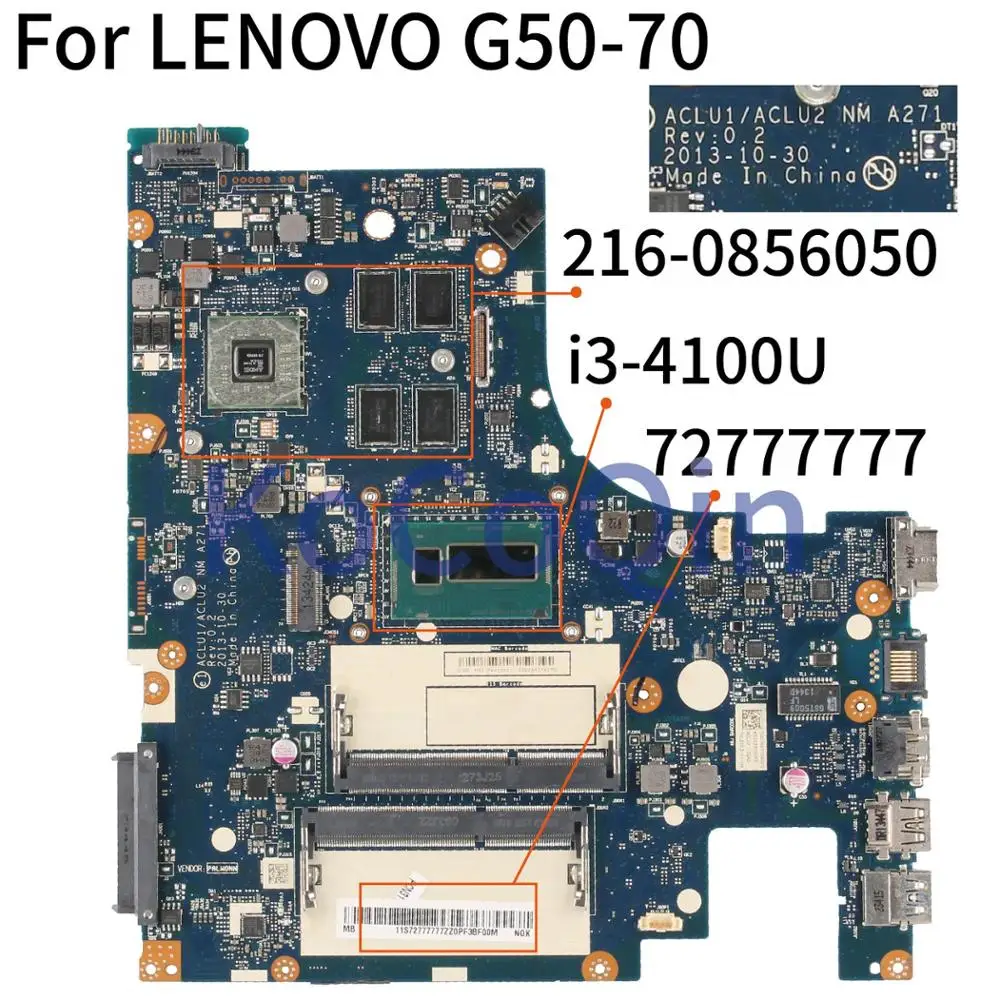 KoCoQin материнская плата для ноутбука LENOVO G50 70 SR16P i3 4100U NM A271 72777777 216 0856050|Материнские