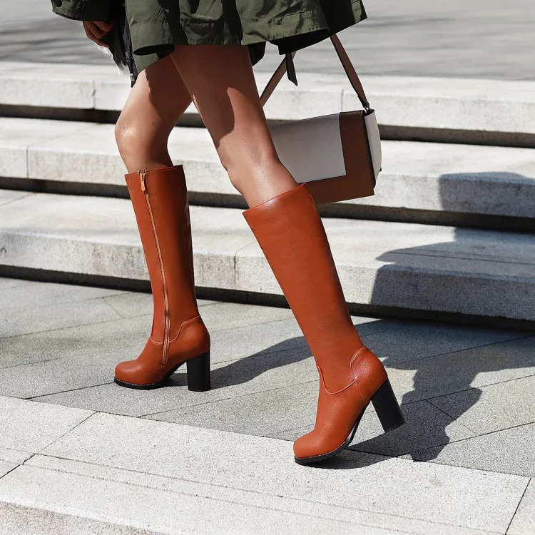 Женские сапоги до колена; chaussure; обувь в гладиаторском стиле; теплая Роскошная обувь из искусственной кожи на высоком каблуке; женская обувь; zapatos mujer sapato; H1050