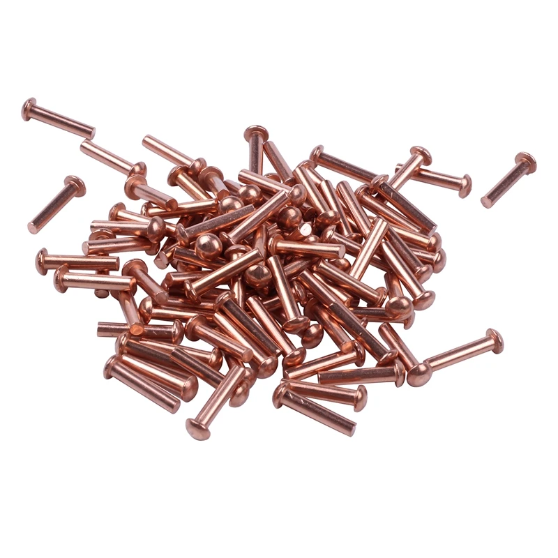 Модные шт 3/32x1 5/32 дюйма Круглые головки медные Твердые заклепки застежки розовое