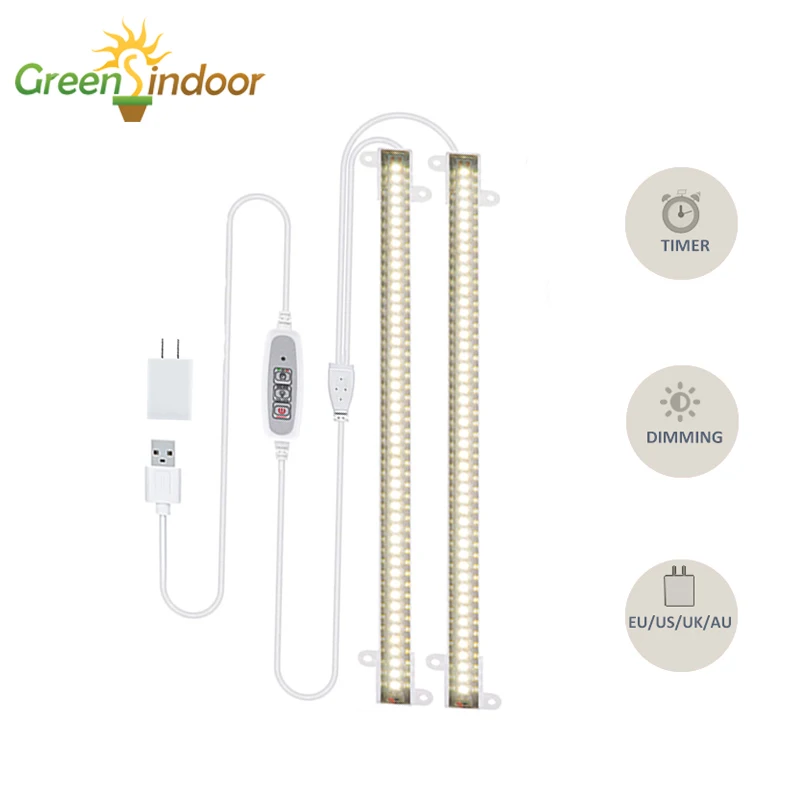 

Phyto Lamp Timer Function Growing Double Tube Warm Lighting Phytolamp For Plants Grow Tent Hydroponic Plant Grow Light 380-780nm