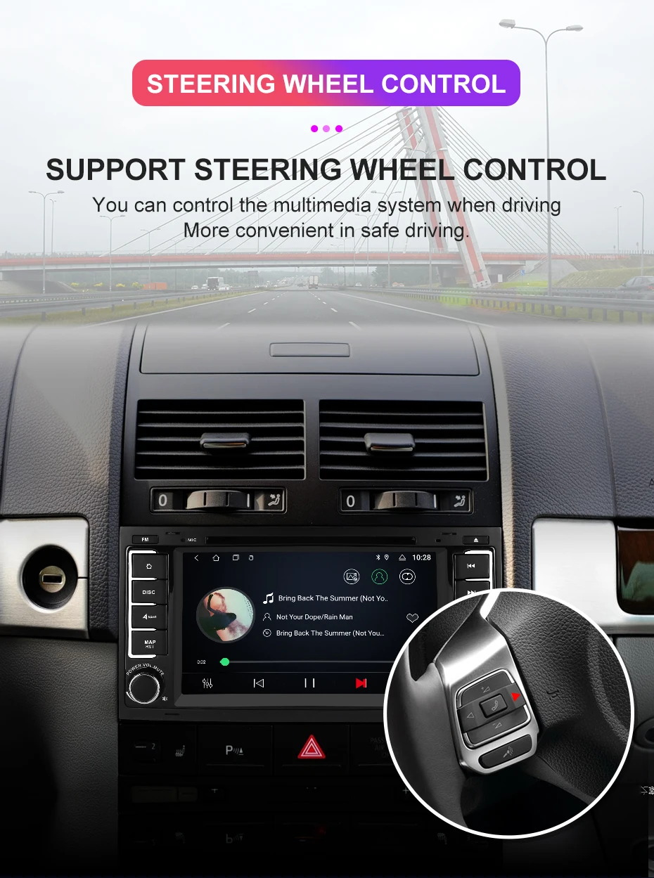 Perfect Isudar 2 Din Android 9 Auto Radio For VW/Volkswagen/Touareg Canbus Car Multimedia DVD Player GPS Octa Core ROM 32GB DVR Camera 13