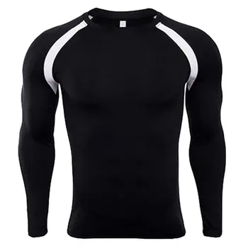 

Vogue Mens Slim Fitness Rashguard Bodybuilding Skin Tight-drying Tight Thermal Compression Quick-drying Long-sleeved Shirt