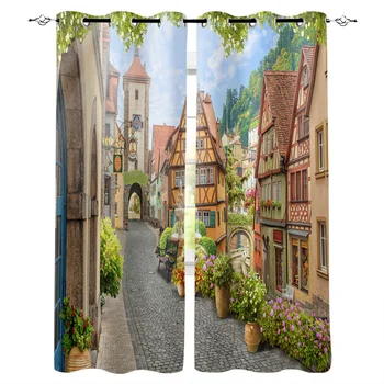 

Multi-size Italy Street Window Curtains Polyester Fabric Living Room Curtain Home Decor