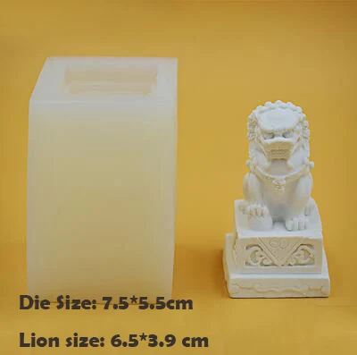 Миниатюрная модель китайский лев стереоскопическая фигурка льва креативный силикагель плесень песок стол сцена материал инструмент - Цвет: 2Left