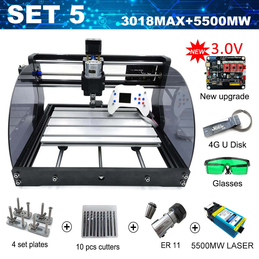 Обновленная версия CNC 3018 Max лазерный гравер GRBL с автономным DIY 3 оси PBC фрезерный лазерный гравировальный станок деревянный маршрутизатор - Цвет: Синий