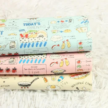 

110Wide Sushi Toast Cotton Fabric for Sewing Patchwork Kawaii Food Printed Cotton Fabrics Sewing Material DIY Children Clothing