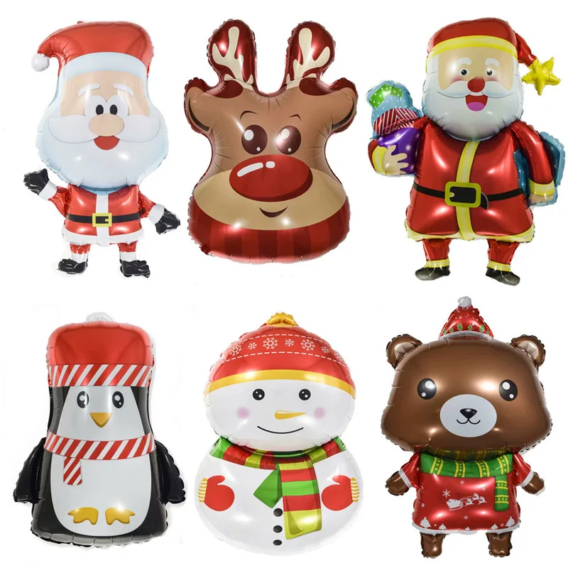 Милые шары из фольги в виде Санта Клауса, оленя, снеговика, рождественские украшения для дома, новогодние вечерние подарки для детей, декоративные шары