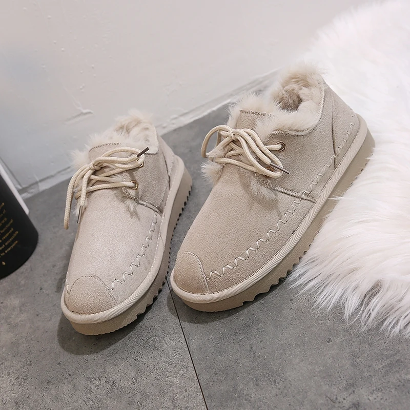 Женская зимняя обувь; теплые хлопковые ботинки из флока; зимние Ботинки martin; короткие ботинки; Женские однотонные замшевые теплые ботинки