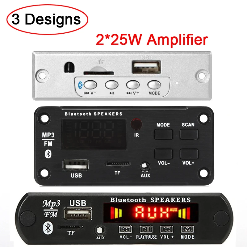Placa decodificadora para reproductor MP3, amplificador de 2x25W y 50W, 5V-18V, Bluetooth 5,0, módulo de Radio FM para coche, compatible con TF, USB, AUX 3,5, WMA