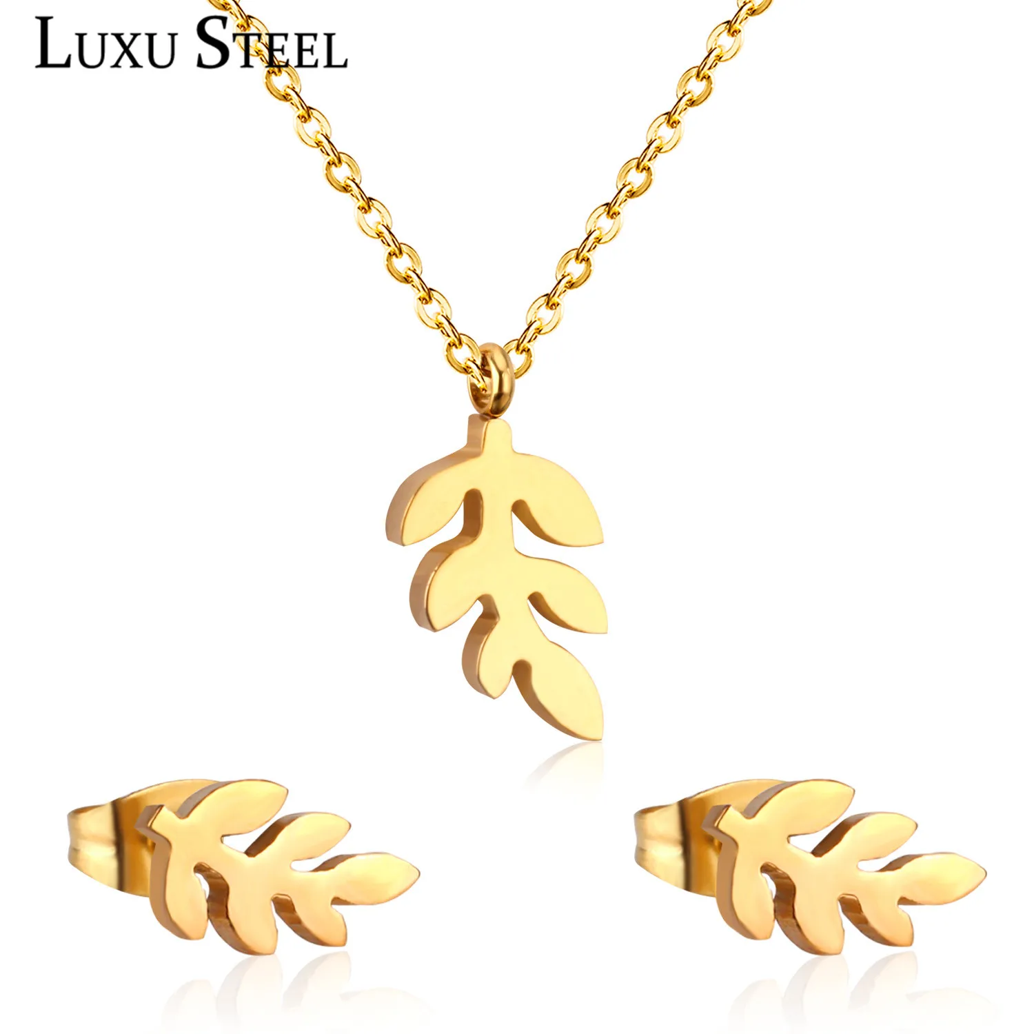 LUXUSTEEL Летние Стильные ожерелья с подвеской серьги Brinco золотого цвета из