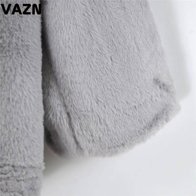 VAZN, шикарный дизайн, зима, сексуальные, женские, 4 цвета, одноцветные, плотные пальто, полный рукав, v-образный вырез, открытая строчка, шерстяные пальто, женское, теплое, новое пальто