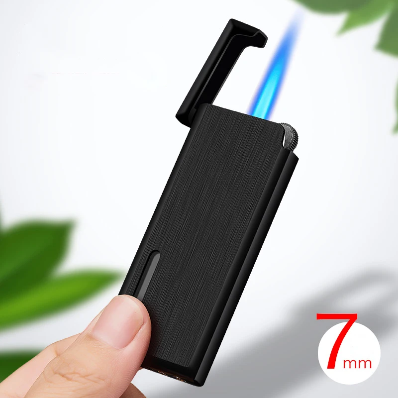 Gas Lighter Butane Turbo Lighter Cigar Cigarettes Lighters Ultra-thin Metal Lighters Smoking Accessories Gadgets For Men
