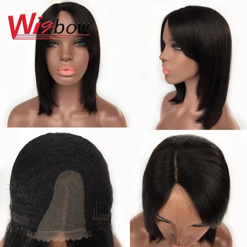

Straight Human Hair Bob Wigs For Women Lace Part Wig With 100% Brazilian Human Hair 14 Inch Natural Hair U Part Lace Wig Fast