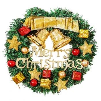

1Pc Merry Christmas Wreath Xmas Artificial Garland Wall Window Decoration