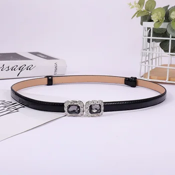 

Women Belt 2020 New Design Belts Thin Adjustble PU Leather Waistbands Dress Accessories Square Wild Candy Color Female 1.5*92CM