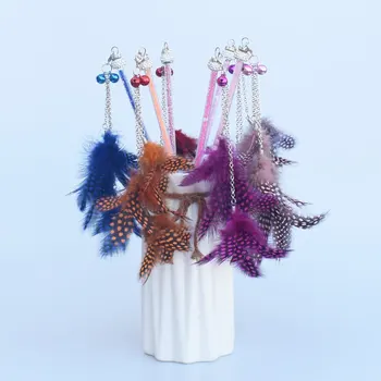 

Pet cat toy family interactive feather toy sounding bell feather plastic transparent handle funny cat stick pet supplies