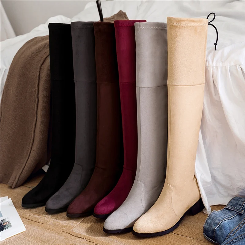 Женские Фетиш ботфорты на каблуке 3 см зимние теплые ботинки шнуровке выше колена