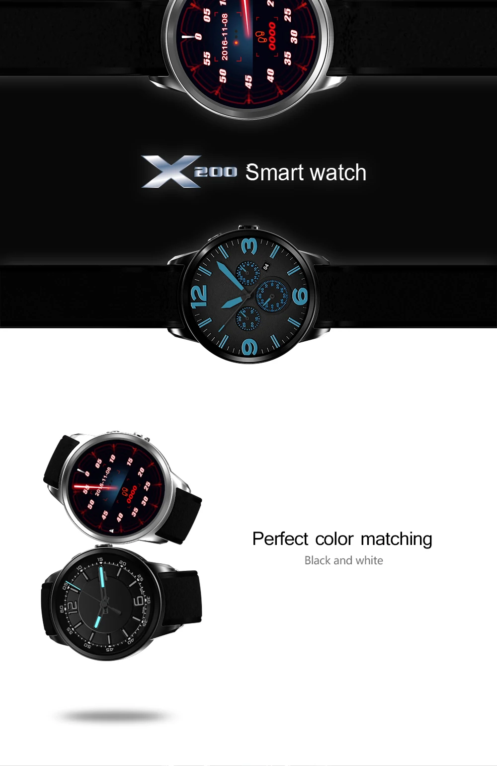Ordro X-200 умные часы Android 5,1 система Bluetooth 4,0 частота сердечных сокращений Gps 2mp камера шагомер
