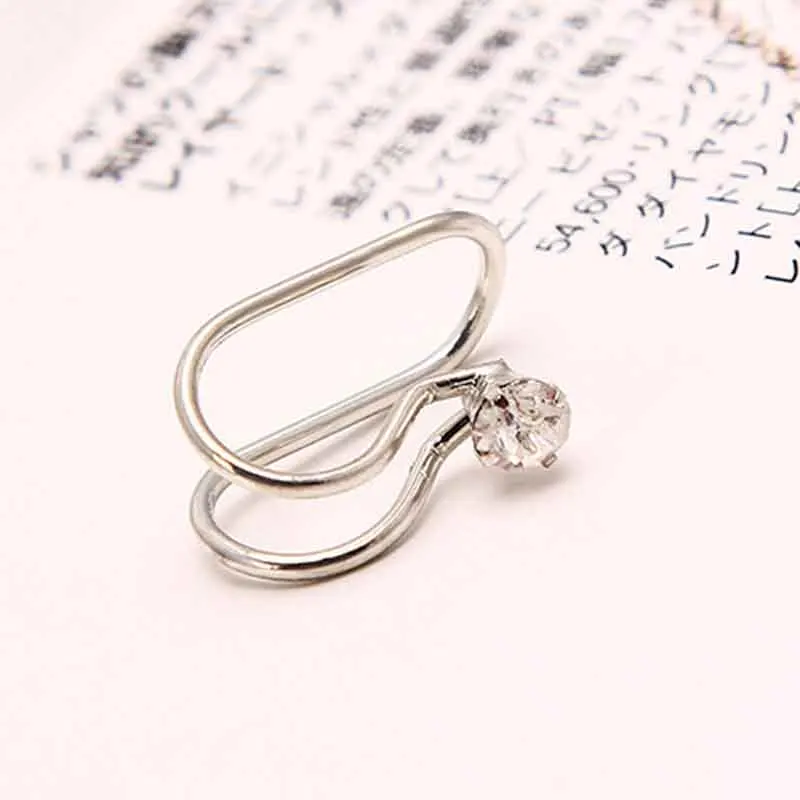 Zircon Silver Модные панк-рок Клипсы-каффы накладные серьги простой Джокер без пирсинга u-образный зажим для ушей для женщин и мужчин вечерние ювелирные изделия аксессуары - Окраска металла: Zircon Silver