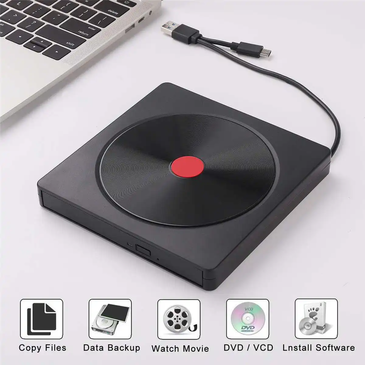 USB 3,0 type-C высокоскоростной внешний CD/DVD привод горелки полированный для Mac/Windows 10/ноутбук/ПК оптический привод плеер писатель