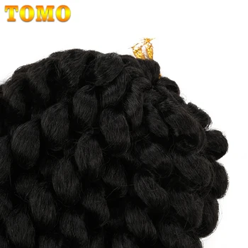 TOMO Jumpy Wand Curl Crochet Braids 8 12Inch Jamaican Bounce Curly Hair Ombre Synthetic Crochet Braiding Hair Extensions 20Roots 2