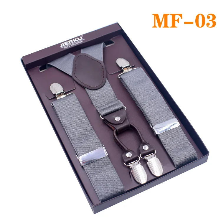 Deepeel 1 шт. 3,5*125 см эластичный регулируемый ремень 4 пряжки с зажимом X-type подтяжки унисекс дизайнерский костюм украшения аксессуары sp065 - Цвет: 03Gray
