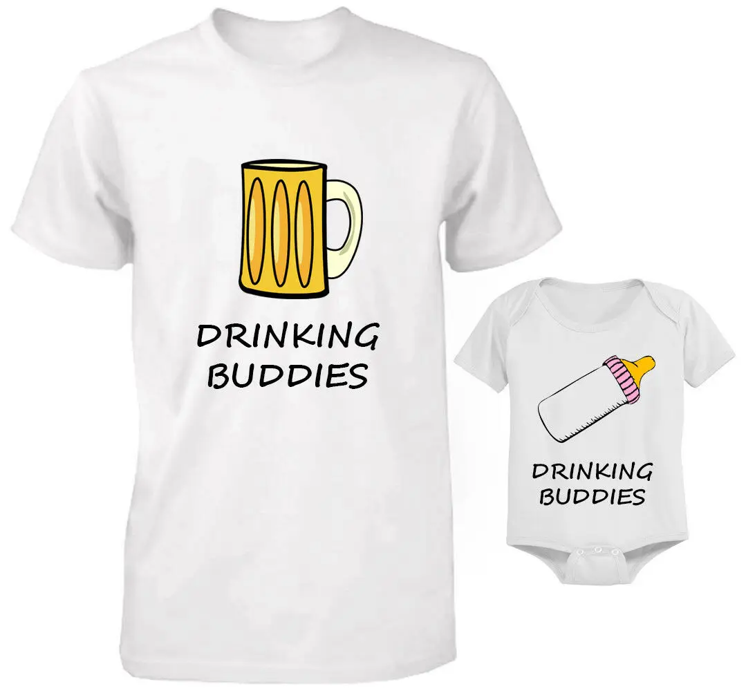 Fashion 2019 DAD AND BABY DRINKING BUDDIES SET FATHER SON T-SHIRT BODYSUIT Stranger Things Feyenoord John Wick | Мужская одежда