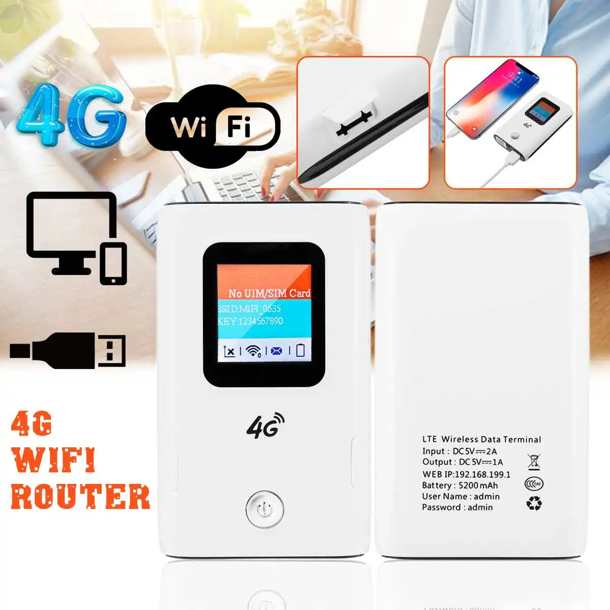 

MF8052S Battery Power Bank 4G Wifi Charging Hotspot Portable 4g Lte Wireless Router Treasure Supports WiFi devices