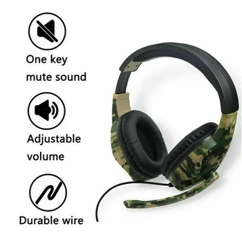 

Suitable For PS4 PS3 Xbox Games 3.5mm Gaming Headset Camouflage High-Definition Stereo Noiseless Headset Game Player Headset