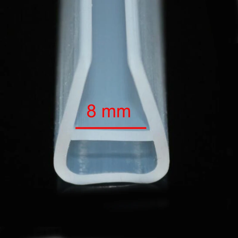 

2 meters U shape shower glass edge trim door window silicone rubber sealing strip weatherstrip for 8mm glass