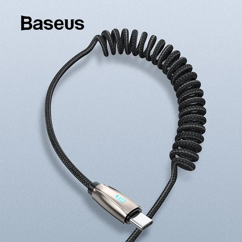 Baseus usb type-C кабель для samsung S9 S10 светодиодный кабель type-C для зарядки мобильных телефонов автомобильный кабель Выдвижной зарядный USB провод шнур