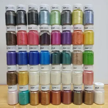 

41Color Pearlescent Mica Powder Epoxy Resin Dye Pearl Pigment Jewelry Making 10g Material: Natural Mica Mineral