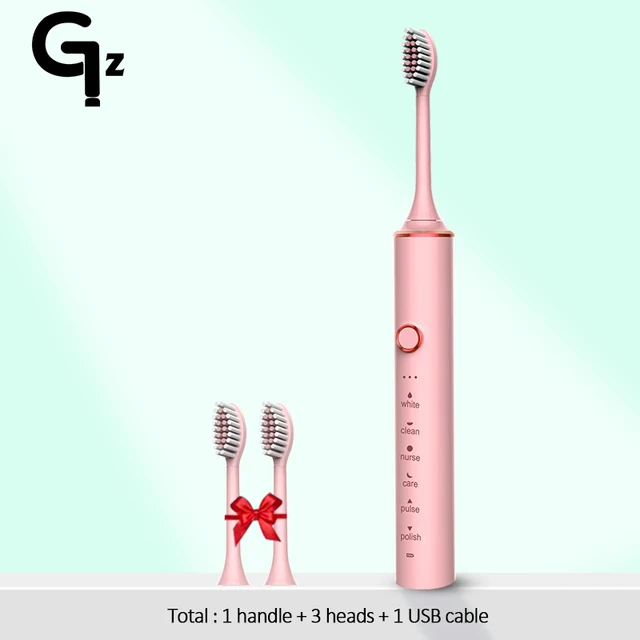 GeZhou Electric Toothbrush Sonic Toothbrush Rechargeable IPX7 Waterproof 6 Mode Travel Toothbrush with 8 Brush Head best gift N100pink 3