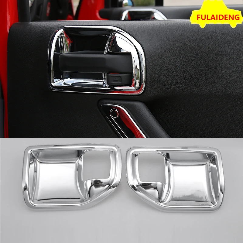 

2pcs for Jeep Wrangler 2007-2015 Rubicon JK 2 Doors ABS Chrome Inner Handle Bowls Cover Trim Car Styling