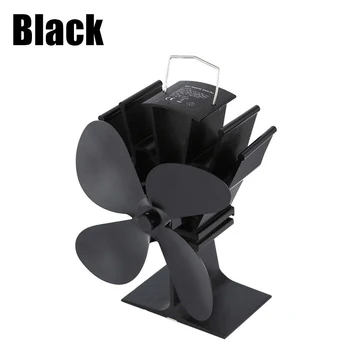 

Black Fireplace 4 Blade Heat Powered Stove Fan komin Log Wood Burner Quiet Fan Home Efficient Heat Distribution
