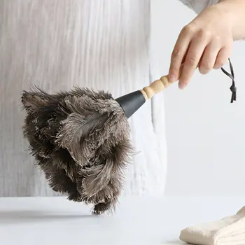 

Feather Fur Brush Duster Dust Cleaner Tool Wooden Handle Anti-static Soft For Home feather duster dust brush WY815