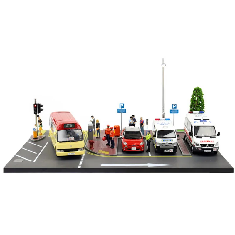 

1/43 parking scene simulation with sound light street view set vehicle space street light can be bright Car model accessories