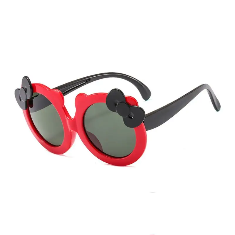 Детские поляризованные солнцезащитные очки для девочек, милые Солнцезащитные очки с бантом, силиконовые защитные очки UV400, детские