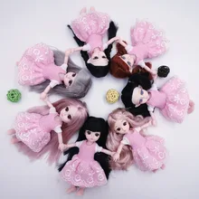 Mini BJD 16 CM Doll 13 Movable Joint Fashion Dress Up Cute Pink Skirt Suit Clothes Accessories Long Wig Nude Girl Exquisite Gift