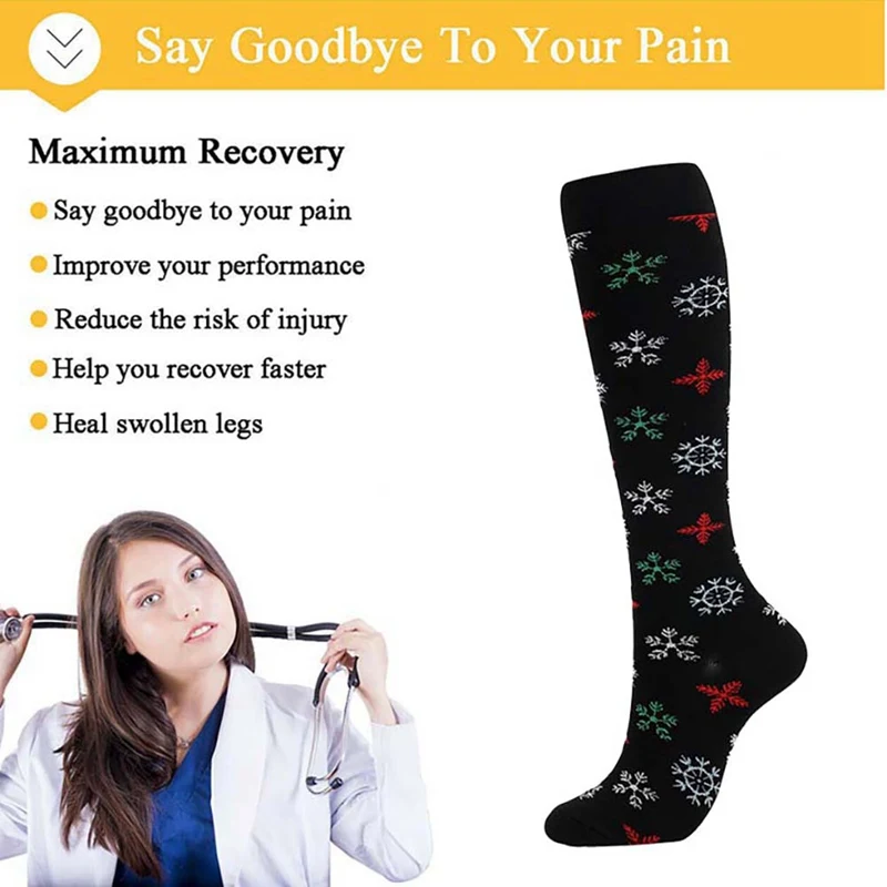 

Best! Sports Compression Socks Women Men Knee High/Long Printed Polyester Nylon Hosiery Footwear Accessories Sports Long Socks